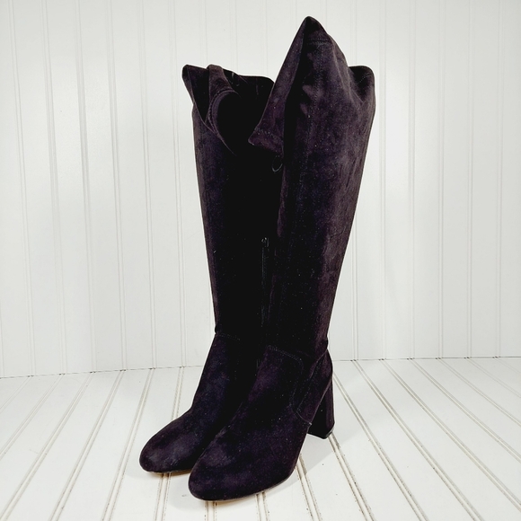 Steve Madden Osana Black Over-The-Knee Block Heel Faux Suede Boots K832 - Picture 2 of 12